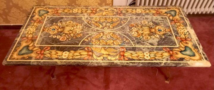 Tische: Table Florentine Scagliola (stuc de marbre) – Gebraucht aus Ponts-de-Martel von Henri-Louis 2