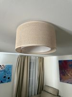 Plafonnier rond en rotin beige