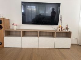 TV-Board Holzoptik mit weissen Fronten gebraucht