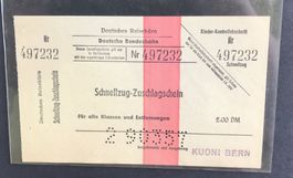 SCHNELLZUG-ZUSATZSCHEIN DEUTSCHE BUNDESBAHN