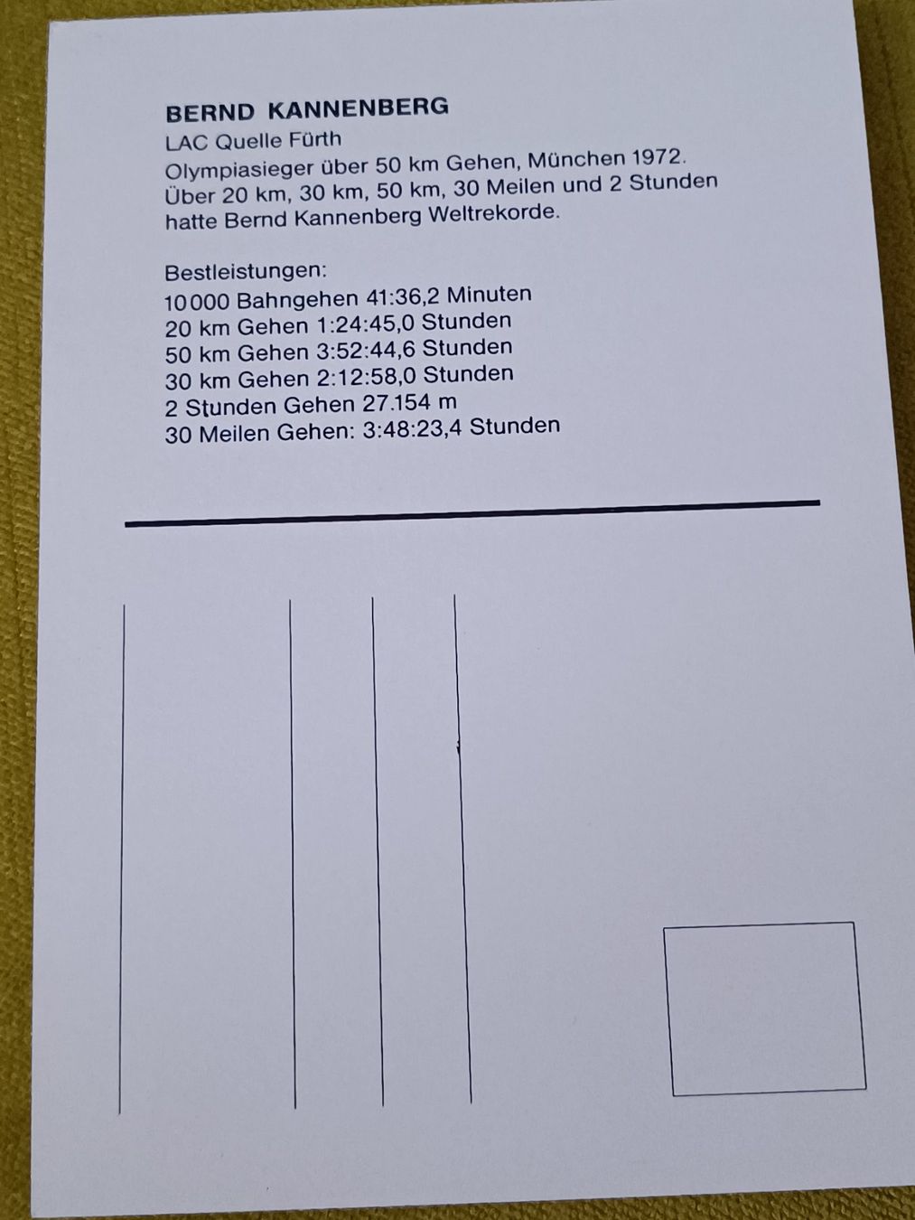 Autografi: Bernd Kannenberg - Olympia Gold – Usato da Menziken venduto da Artographs 1