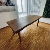 Tisch, Massivholztisch aus Eichenholzplatte, Esstisch