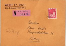 087 CH, WERTBRIEF SKA BERN, WERT Fr. 300.-, Bern, versiegelt
