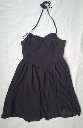 Kleid schwarz Neckholder gerafft Grösse M