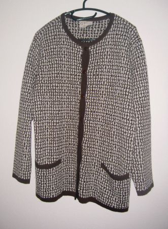 Feinstrick - Jacke, Braun/Weiss, Gr. 48 * Grieser* NEUWERTIG