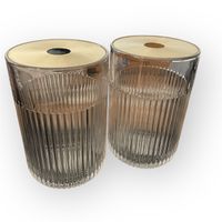 2x Glasvasen mit Metallabdeckung