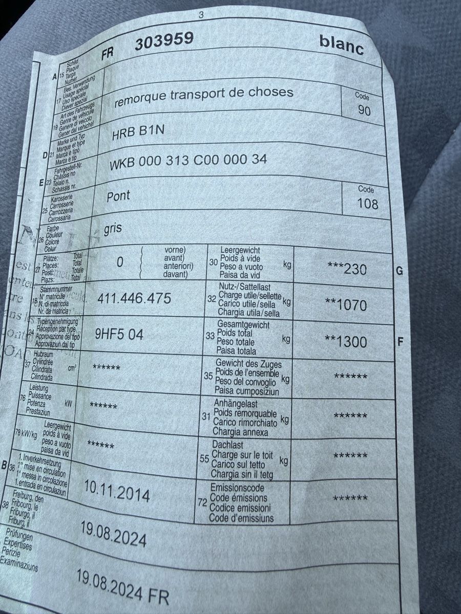 Anhänger: Remorque 1000kg expertisé – Gebraucht aus Fully von dundee06 4