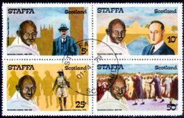 GHANDI 1979 STAFFA SCOTLAND 4ERBLOCK GESTEMPELT - AC128