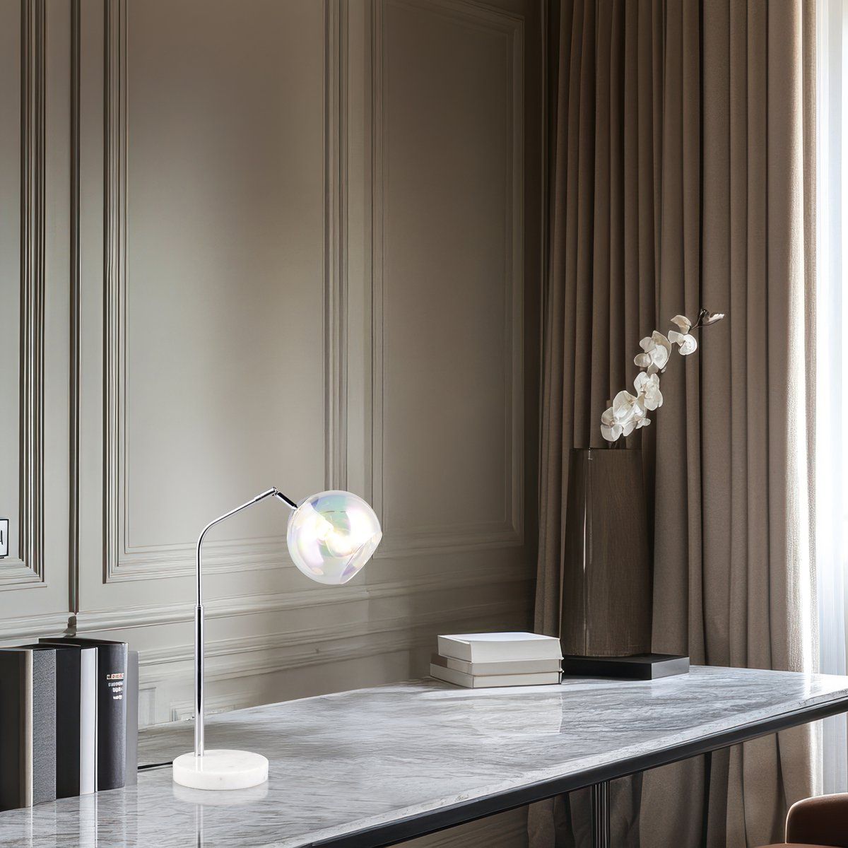 Lampade: Tischleuchte, Glas, Chrom, 45 cm Höhe – Nuovo (secondo la descrizione) da Kreuzlingen venduto da Smart-Light 1