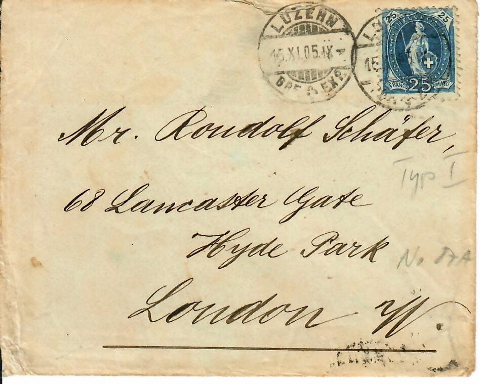 Alle Briefmarken: Brief, Luzern - London 1905 – Gebraucht aus Hochdorf von Ziegel-16