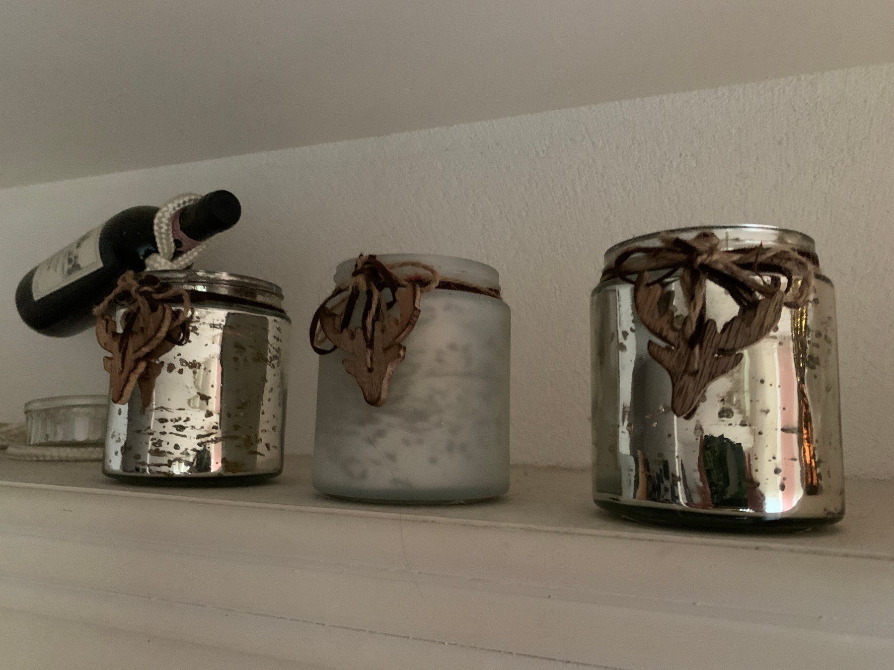 Portacandele: Windlicht Glas mit Hirsch-Motiv, Bauernsilber – Usato da St. Gallen venduto da Miousch 2