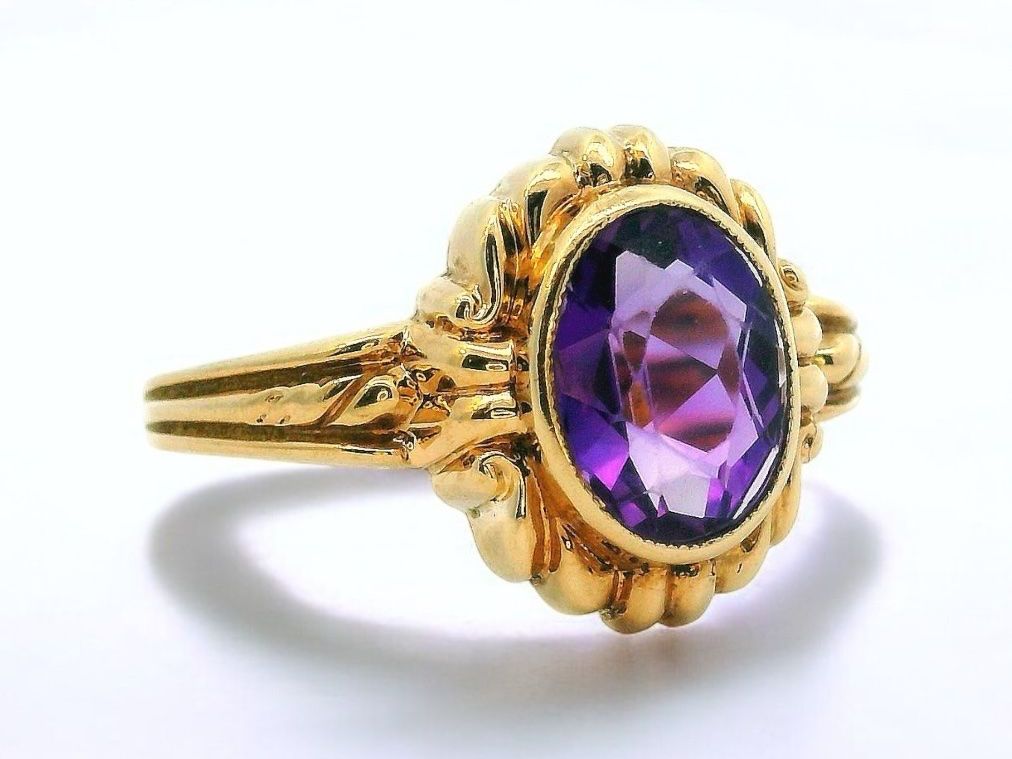 Anelli: Antik Amethyst Gold Ring, Grösse 54 – Usato da Embrach venduto da estzeh1 3
