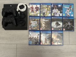 Sony PlayStation 4, inklusive 2 Controller und 11 Games 