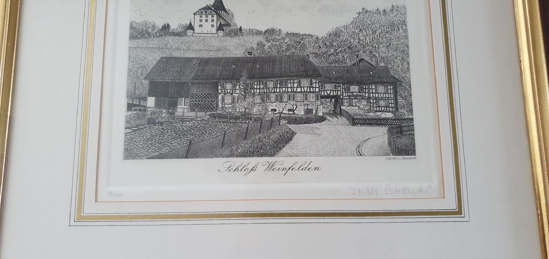 Stiche: 2 Bilder - Stahlstich Weinfelden von Jules Scheyli – Gebraucht aus Kreuzlingen von Rschweiz1 2
