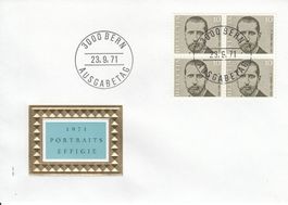 1971 498-502 Portraitmarken Mediziner Viererblockserie 5 FDC