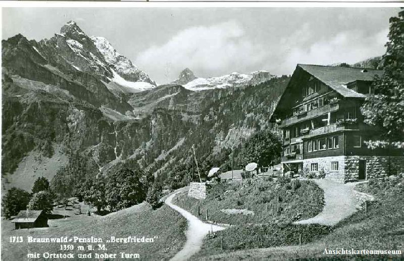 Cartoline postali: Braunwald - Pension Bergfrieden + 1938 – Usato da Emmenbrücke venduto da teestube