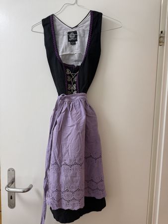 Dirndl Almenrausch schwarz-lila 36