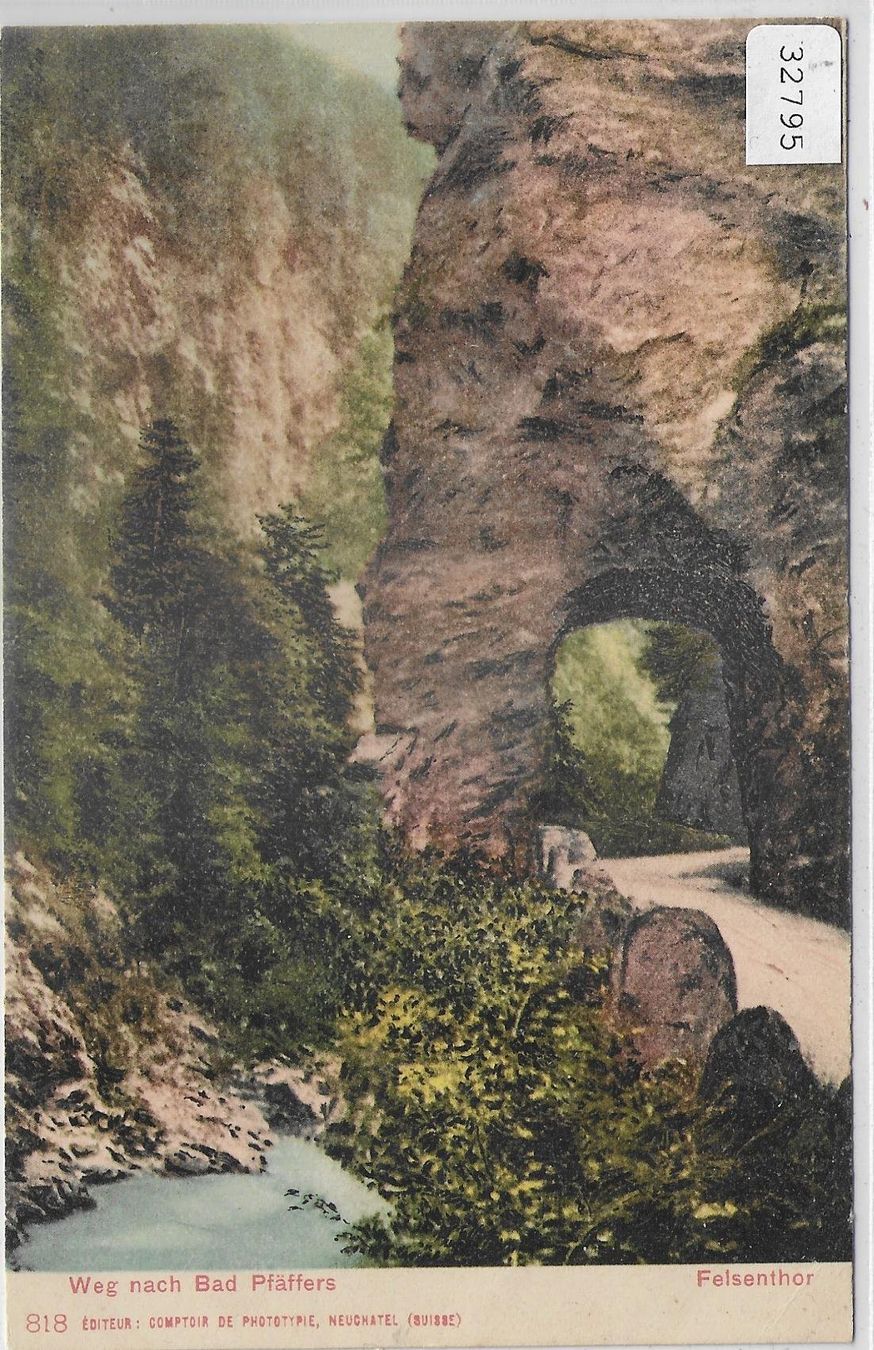 Cartoline postali: Weg nach Bad Pfäfers - Felsenthor - Litho – Usato da Ettingen venduto da Kartenplanet
