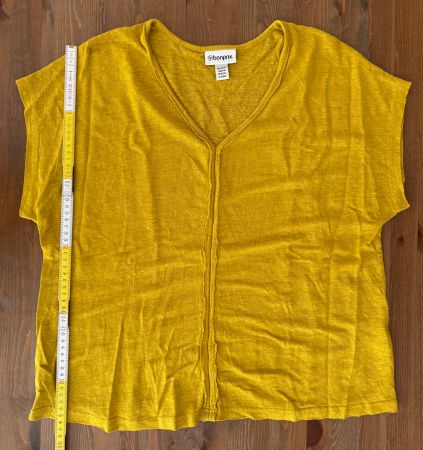 Damen T-Shirt von Bonprix gelb Grösse 40/42 - 100% Leinen
