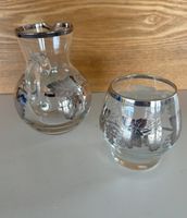 Glass and silver embossed whiskey glass and jug