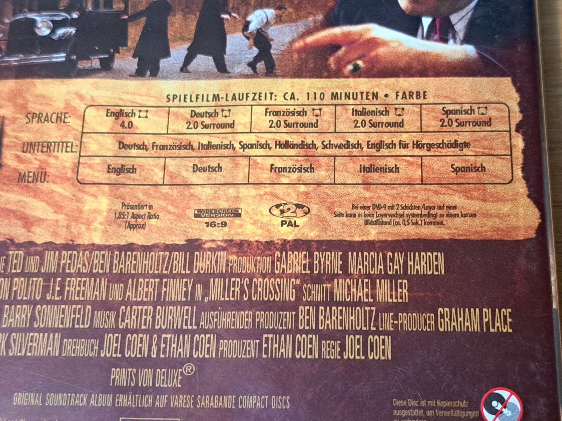 Tutti i DVDs: DVD Miller's Crossing, Coen Brüder, Special Edition – Usato da Unterseen venduto da Kanica 3