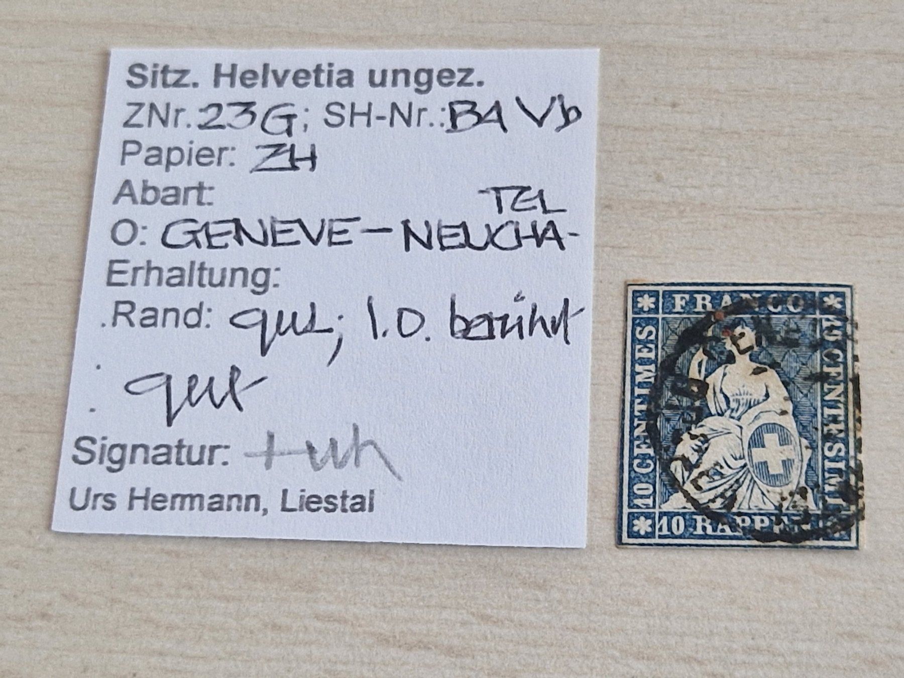 Alle Briefmarken: Strubel 23G, signiert, ab 1.- – Gebraucht aus Burgdorf von Glossy01