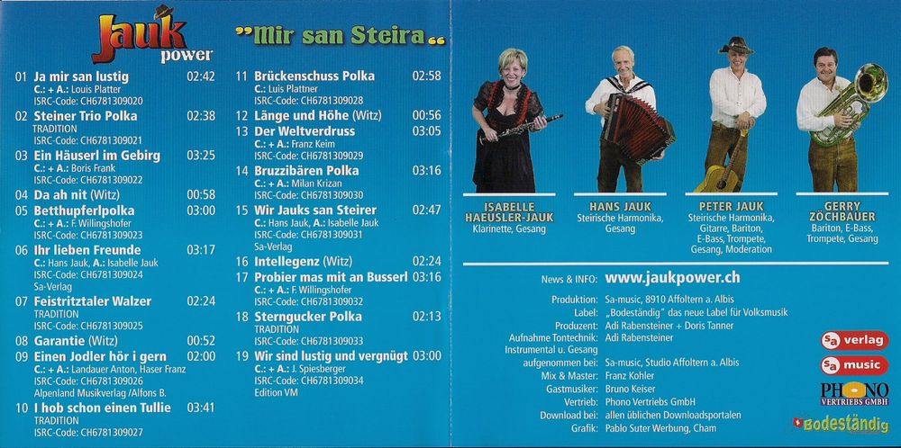CD: CD Jauk Power - Mir san Steira - Steirische Volksmusik – Nuovo (secondo la descrizione) da Wuerenlos venduto da Zoechi 4