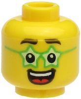 LEGO 3626cpb2612 Minifigure, Head Black Eyebrows, Green Glas