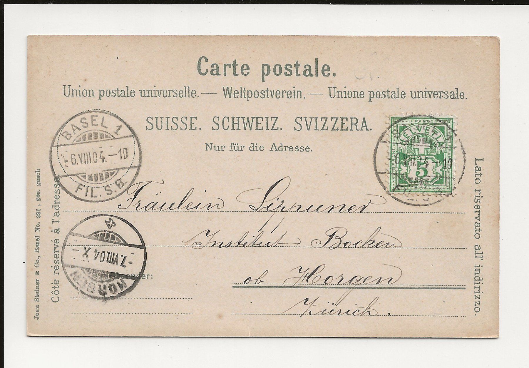 Cartoline postali: AK 1902 /1904  Basel St. Johanntor – Usato da Greifensee venduto da 315WDO 1