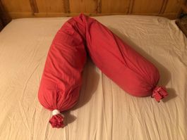 langes Kissen, Bettschlange, rot, abziehbar, 140 cm