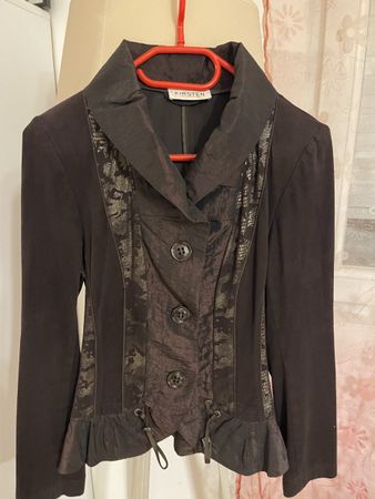 Kirsten Jacket, Size S, Brown Elegant Fall Top, Buttons
