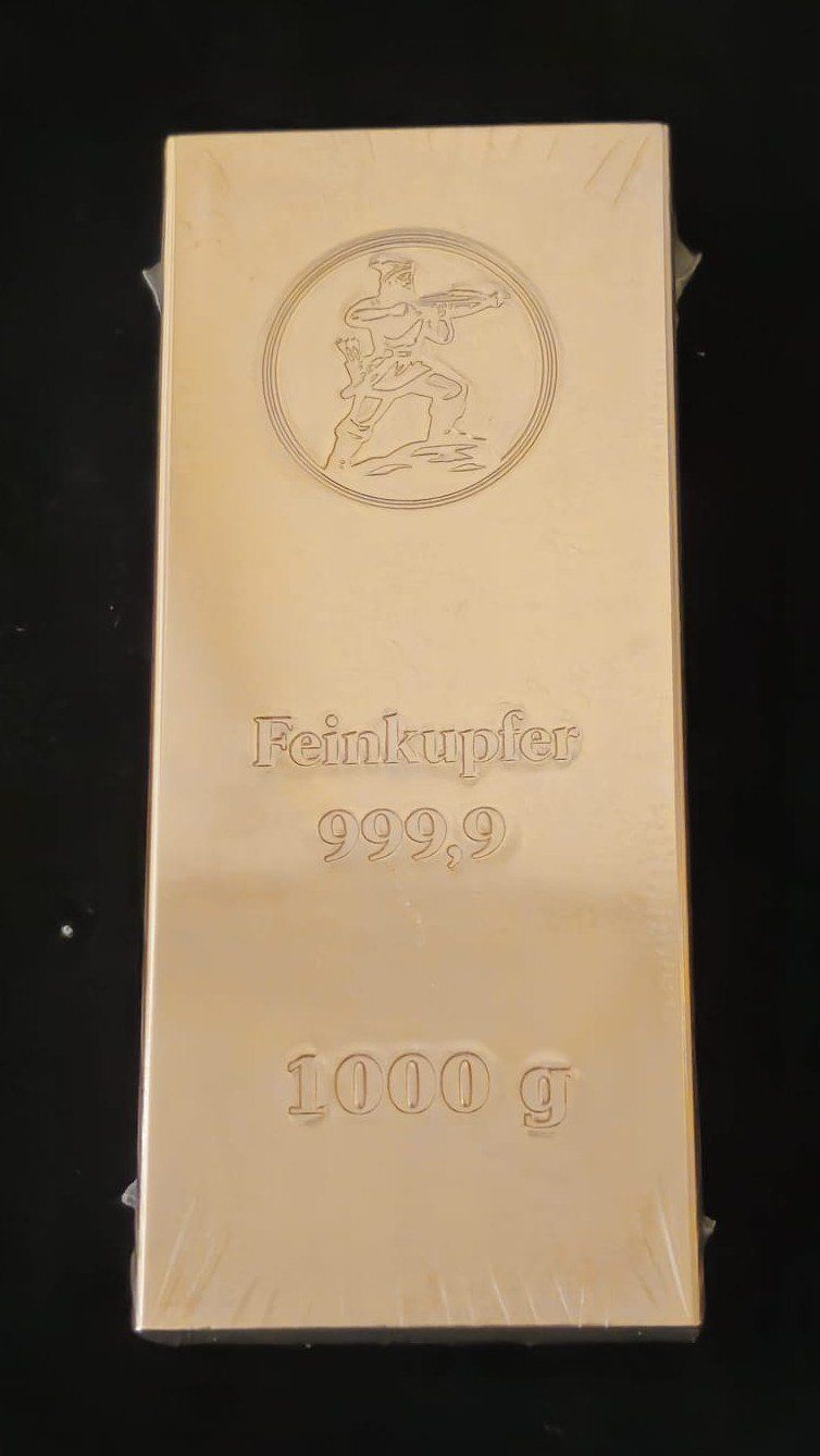 Edelmetalle: Feinkupfer Barren 999,9 - 1000 g – Neu und originalverpackt aus Rümlang von Hyperflyer 3