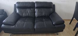 Black Leather 2-Seater Sofa (Conforama) - Very Comfy!