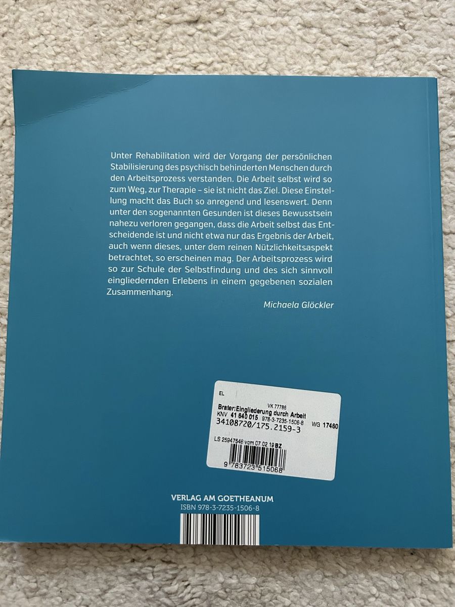 Libri: Michael Brater: Eingliederung durch Arbeit -Top Zustand! (59 – Usato da Zürich venduto da wipiga 1