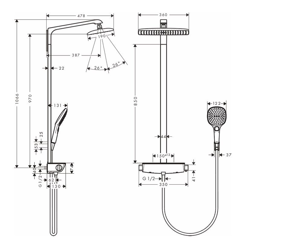 Hansgrohe Pommeaux de douche: 545 Hansgrohe Raindance E Showerpipe 360 1jet – Neuf avec emballage d'origine à Derendingen par Meisterstuecke 3
