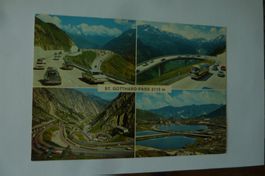 POSTKARTE ST. GOTTHARD-PASS 2112 m. MIT VIELEN OLDTIMERN
