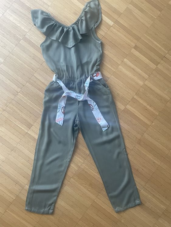 Combinaison Smockée CFK Pour Monoprix - Coton Créponné Kaki - Taille 14 Ans