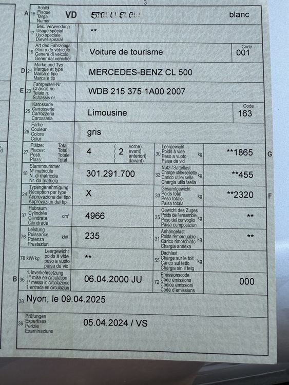 Mercedes-Benz Automobili: Mercedes-Benz CL 500, 2000, parfait état, à saisir! – Usato da Chernex venduto da cha_6q6s 4