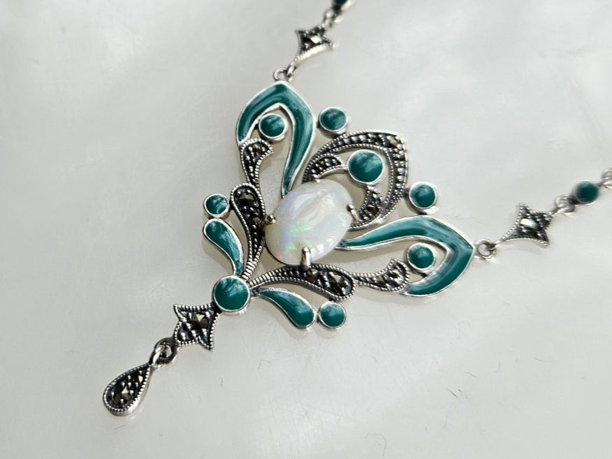 Catenine: Silber Kette mit Opal – Nuovo (secondo la descrizione) da Winterthur venduto da ste_tcx5 2