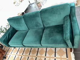 Sofa „Lokka“ Samtstoff Smaragdgrün 3-Sitzer