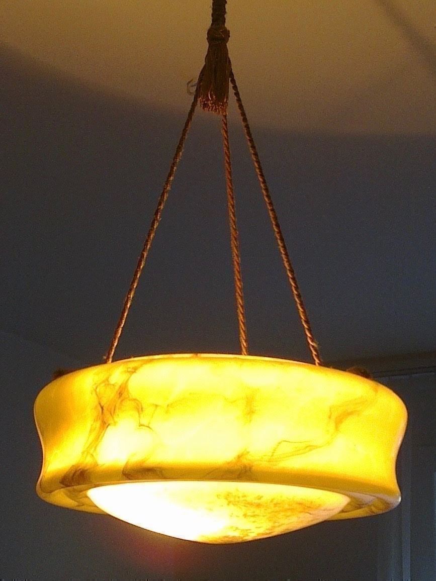 Lampade: Antike Glaslampe mit Alabasterdesign – Usato da Basel venduto da magot58 1