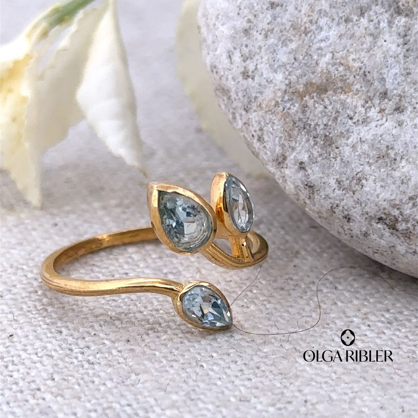 Olga Ribler Anelli: Feiner Silber Ring 925 mit 3 Topasen  Grösse 53 – Nuovo (secondo la descrizione) da Luzern venduto da Schmuckoutlet 7