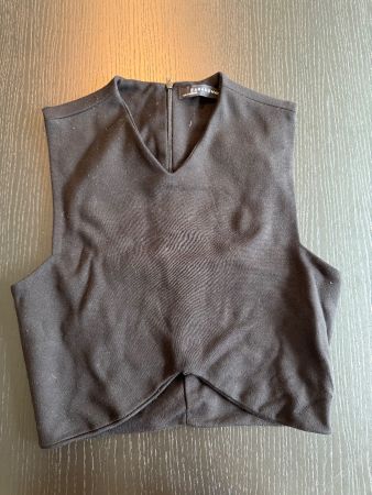 Schwarzes elegantes Crop Top aus festem Stoff, Grösse M