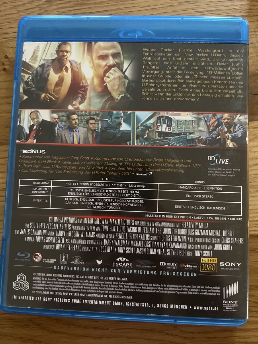 Tutti i DVDs: Die Entführung der U-Bahn Pelham 123 – Usato da Steffisburg venduto da balboa_76 1