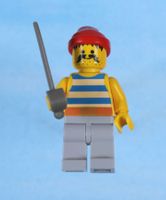 LEGO Minifigur Pirate Blue / White Stripes Shir