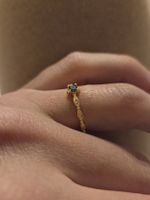 925 Silber Ring goldig mit grünem Stein