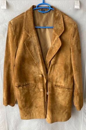 Vintage Suede Leather Blazer Brown – Size 42