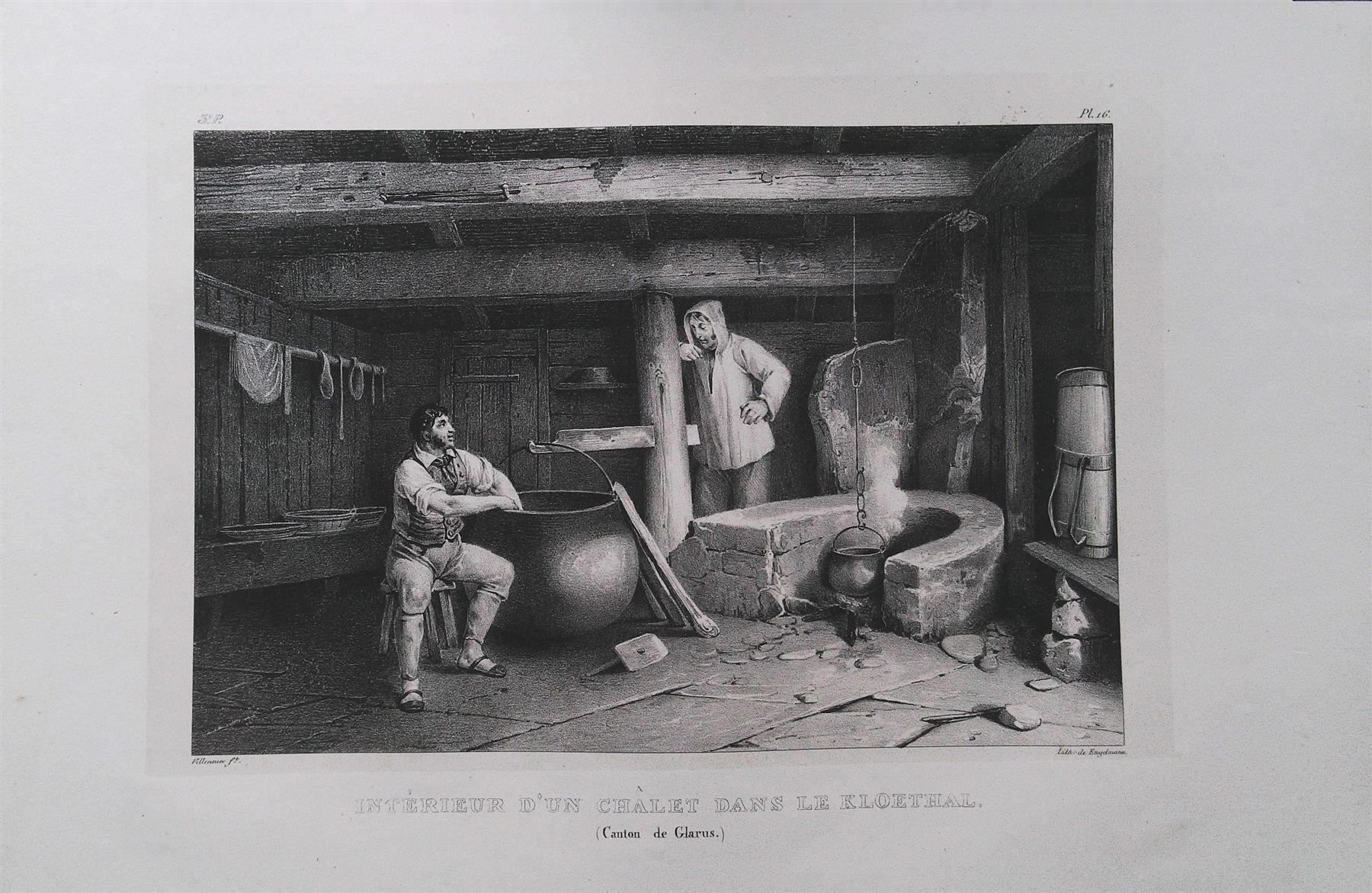Gravures: Klöntal Chalet  Litho von Engelmann – D'occasion à Rafz par Helvet32