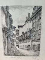 Originalzeichnung Luzern Münzgasse D. Punz 379/580 gerahmt
