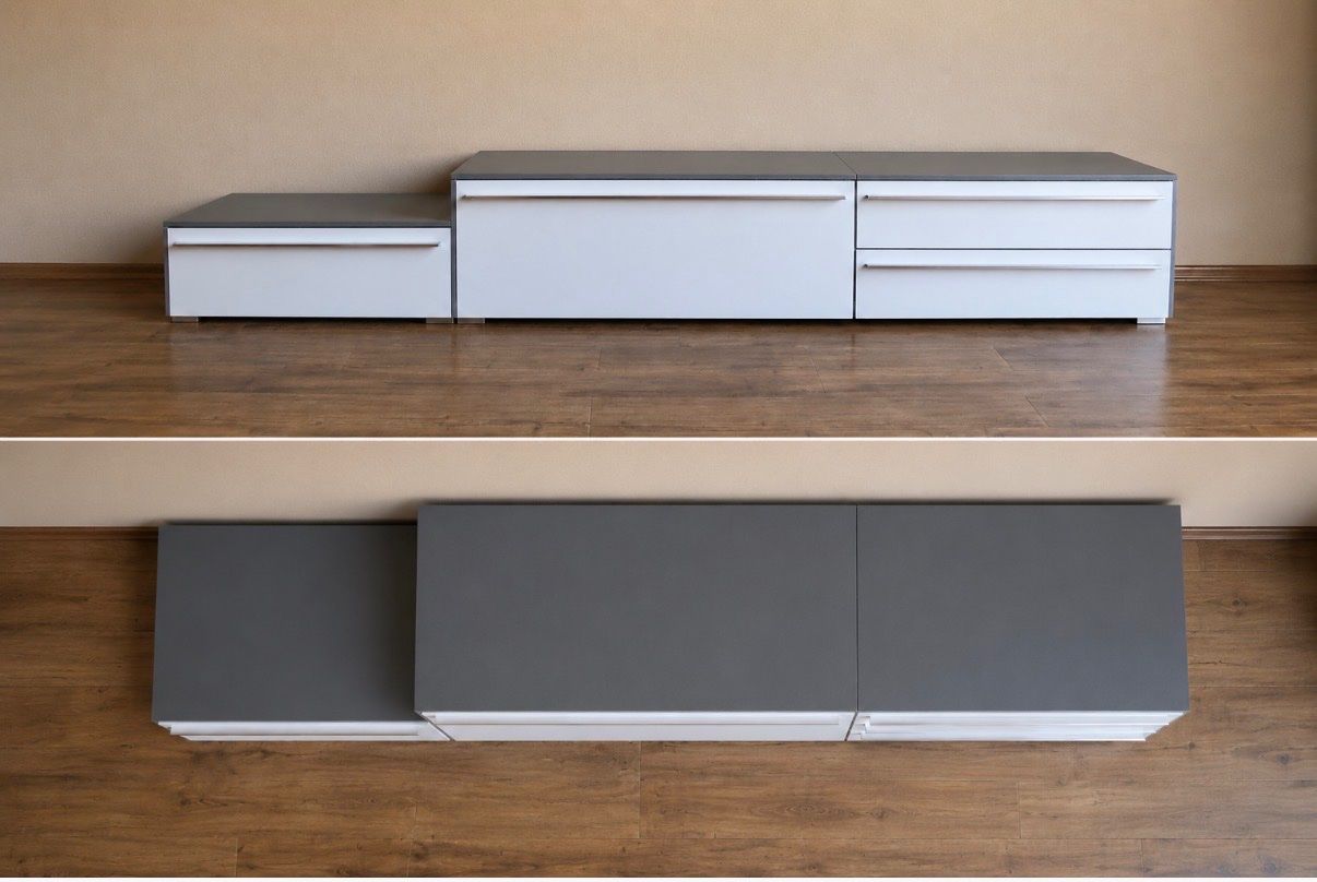 Cassettiere: Modernes, dreiteiliges Lowboard/Sideboard 276cm – Usato da Rebstein venduto da Houwi 1